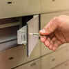 Cash locker in the southwest corner