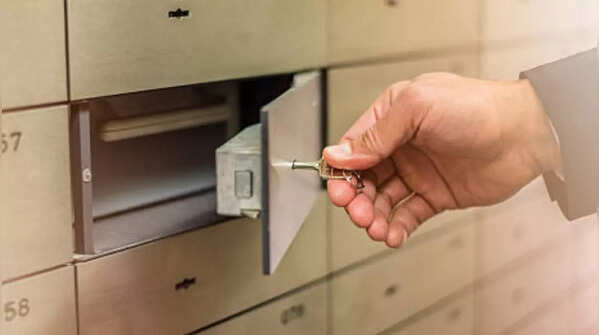 Cash locker in the southwest corner