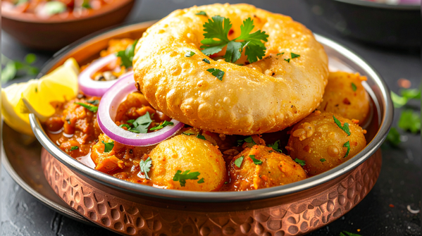 Bedmi puri with aloo sabzi