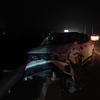 Vehicle hits divider