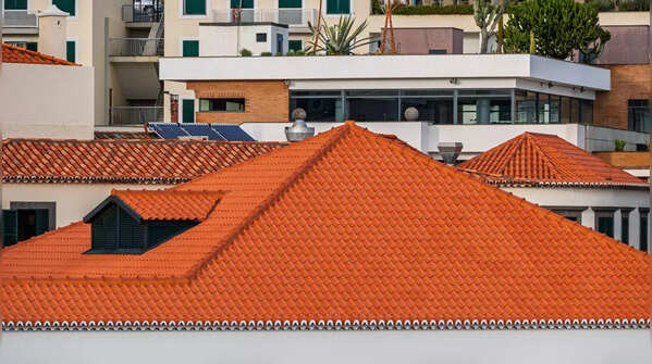 Thatched or clay-tiled roofs