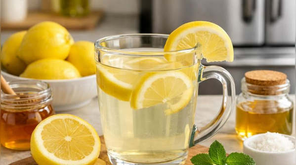 Warm lemon water with a pinch of honey
