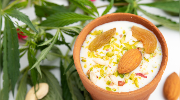 Badam milk (almond milk made traditionally with milk)