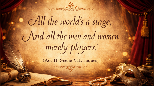 “All the world’s a stage, / And all the men and women merely players” (Act II, Scene VII, Jaques)