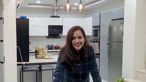 Inside her massive house