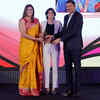 Devendra Jhajharia and Anju Bobby George present the Athletics (Track and field) female award to Rupal Chaudhary at #TOISA2025