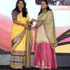  Mithali Raj presents the Badminton (Female) award to Treesa Jolly at #TOISA2025