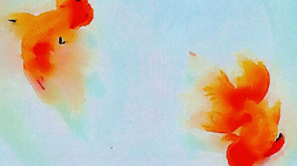 Vibrant painting of goldfish