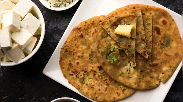 Paneer Paratha with curd