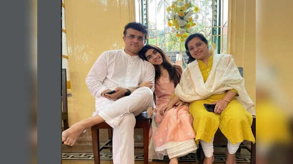 With wife and daughter