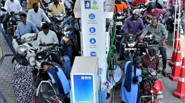 Long queues outside petrol pumps for second day