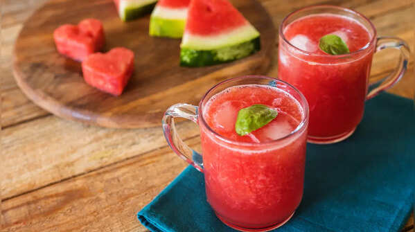 Watermelon Cooler with Basil Seeds