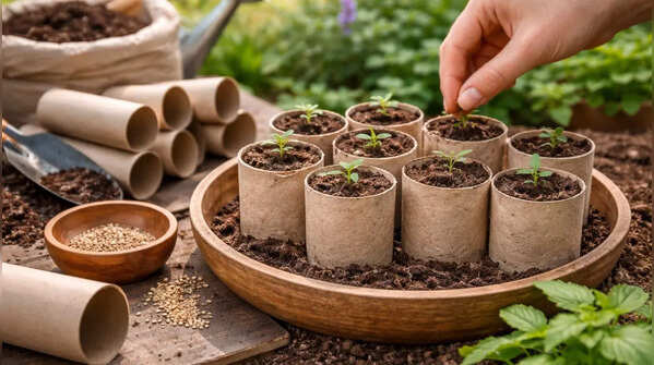Start seeds in toilet paper rolls
