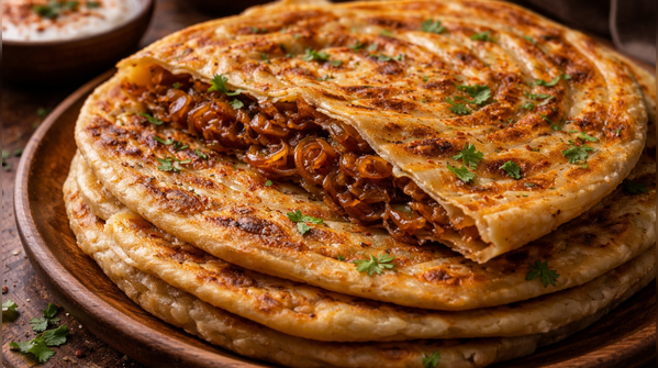 Caramelised onion paratha