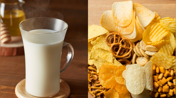 Milk with salty or savoury foods
