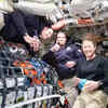 Article image for: <i class="tbold">NASA</i> Artemis crew captured during conference from the moon's orbit