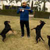 With his furry friends