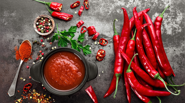 Chilli peppers become hot sauce