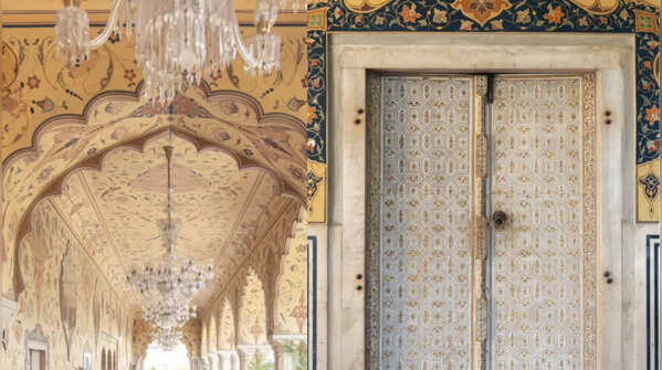 Lavish halls adorned with chandeliers