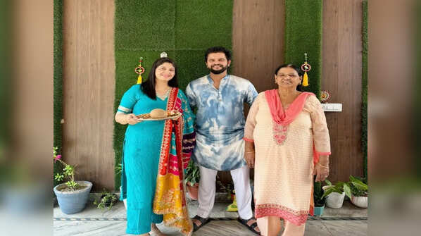 With sister and mother