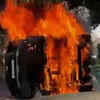 Vehicles vandalised, one set ablaze