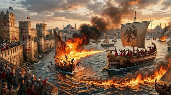 Greek Fire in Byzantine Defense