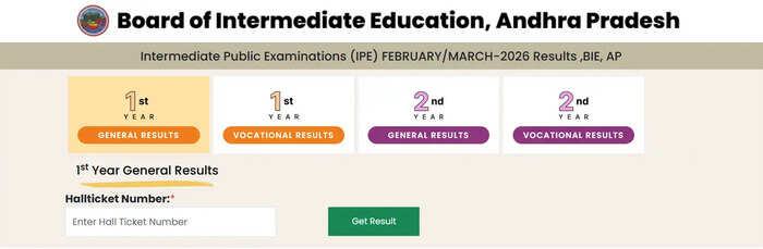 AP Inter Results 2026 LIVE: Official result link active and working, check scores here