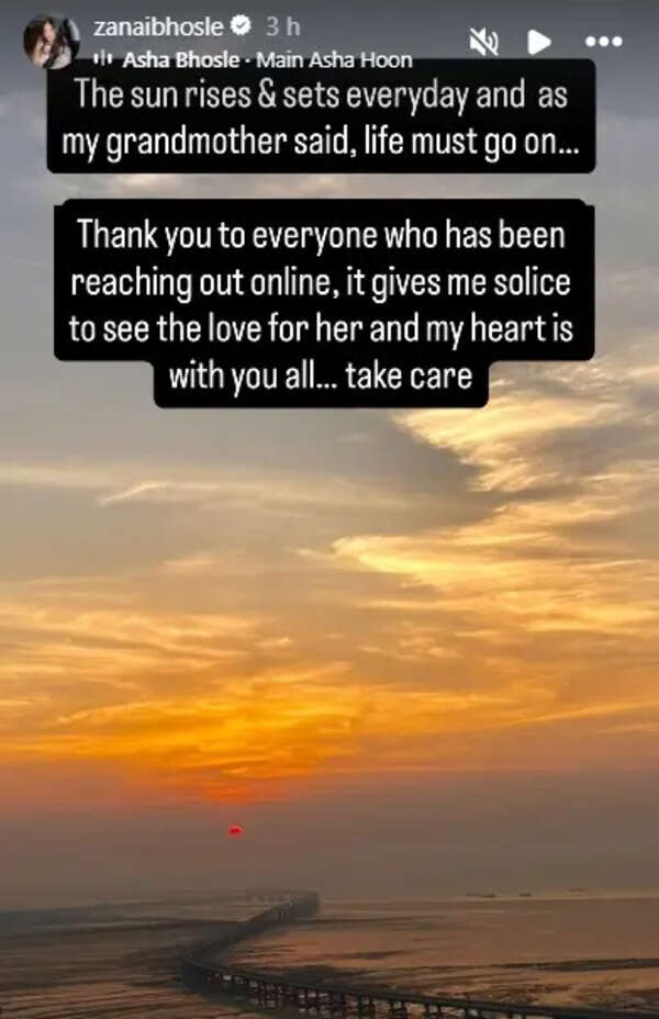 Zanai Bhosle remembers Asha Bhosle's words about life; she thanks everyone  for reaching out to her online | Hindi Movie News - The Times of India