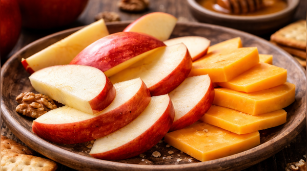 Apple slices with cheddar