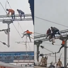 Article image for: Man climbs gantry, dangles from high-tension wires at Maharashtra’s railway station; services hit for 40 minutes