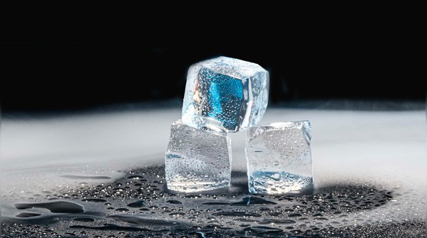 Ice cubes in large amounts