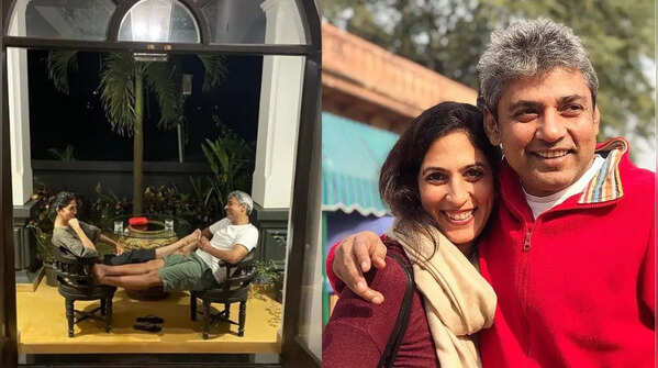 With his wife Aditi Jaitly