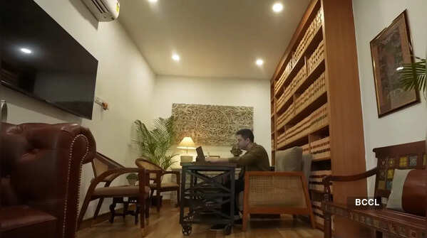 A garage turned into a cozy office