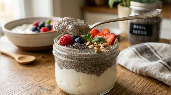 Yoghurt + chia or basil seeds