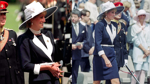 The coatdress nods to Princess Diana’s 1995 era
