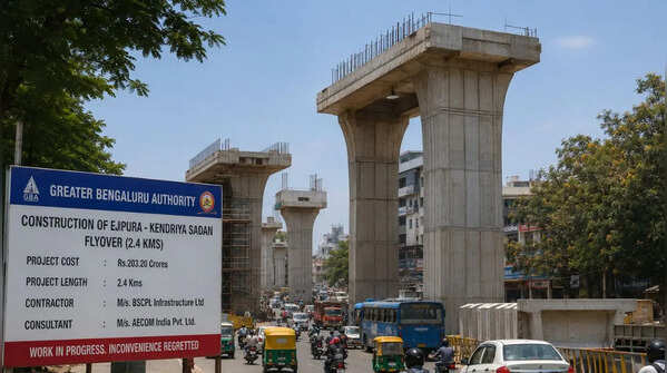Rs 203-crore Ejipura flyover project slowed after contractor completed only 42% work