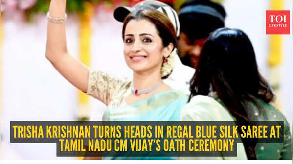 Trisha Krishnan brings old-school South Indian glamour to Vijay’s oath-taking ceremony