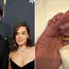 Article image for: "Simply obsessed with this": Hailee Steinfeld and Josh Allen reveal first photo of newborn girl wearing adorable fruit footsie polka dot outfit
