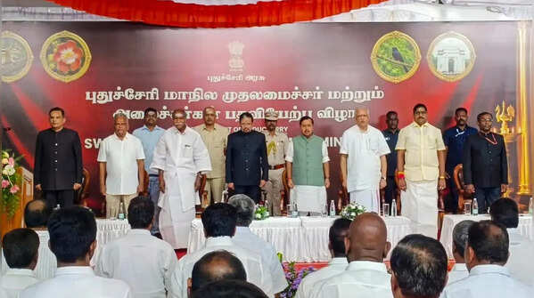NDA leaders at the Puducherry oath ceremony