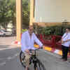 Article image for: SGPGIMS chief cycles to office, urges staff to save fuel