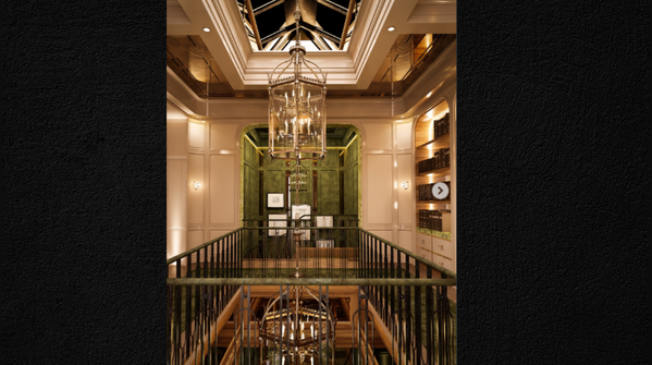 Double-height library with secret passageway
