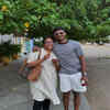 With his mother