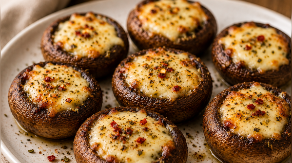 Mozzarella-stuffed mushroom caps