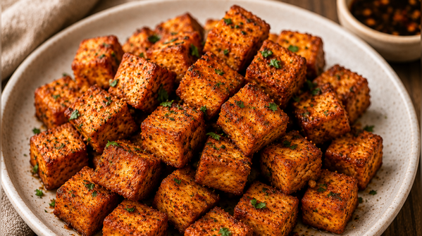 Tofu paprika cubes