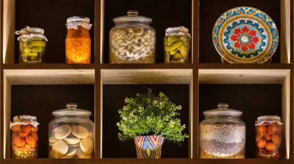 Spices' organized storage promotes cleanliness in kitchen spaces