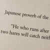 Article image for: Japanese proverb of the day: “He who runs after two hares will catch neither.”
