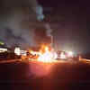 Article image for: 2 killed, several injured as bus catches fire after collision with tanker on Agra-Lucknow Expressway