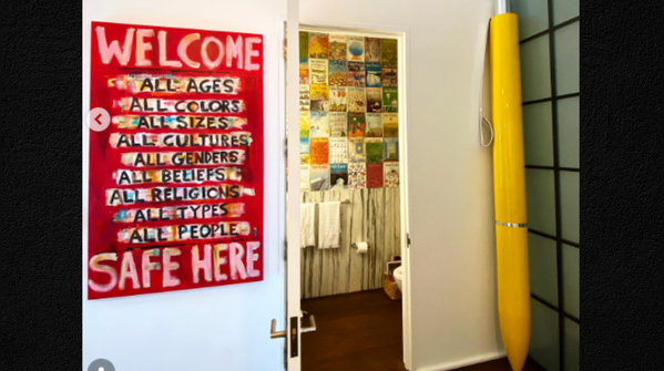 The Big yellow pen and New York-style red poster