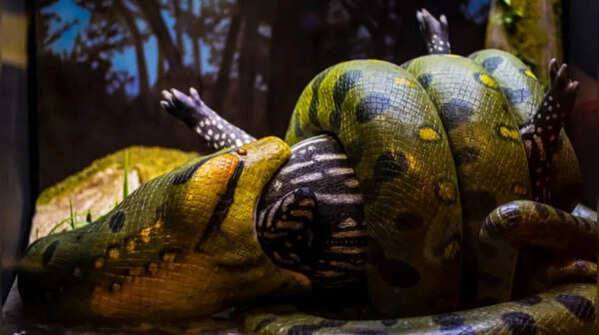 Anacondas are able to swallow relatively big prey animals