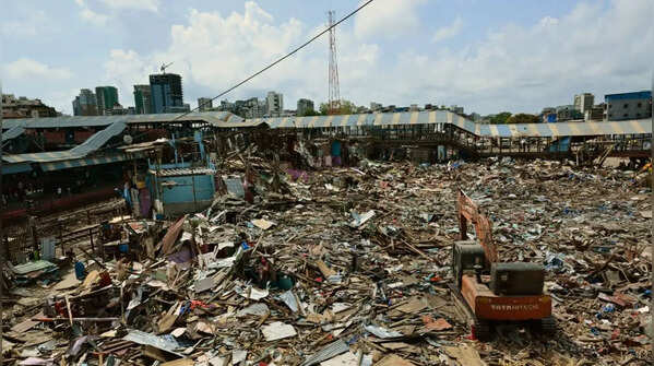 Multi-storey slums had grown beside tracks